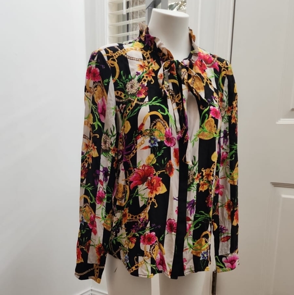 Juicy Couture blouse with bow tie size 10 - Picture 2 of 5